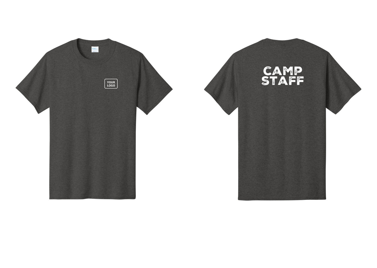 NYC Factory Custom Logo Camp Staff T-Shirt - Your Logo + Back - Dark Heather Grey