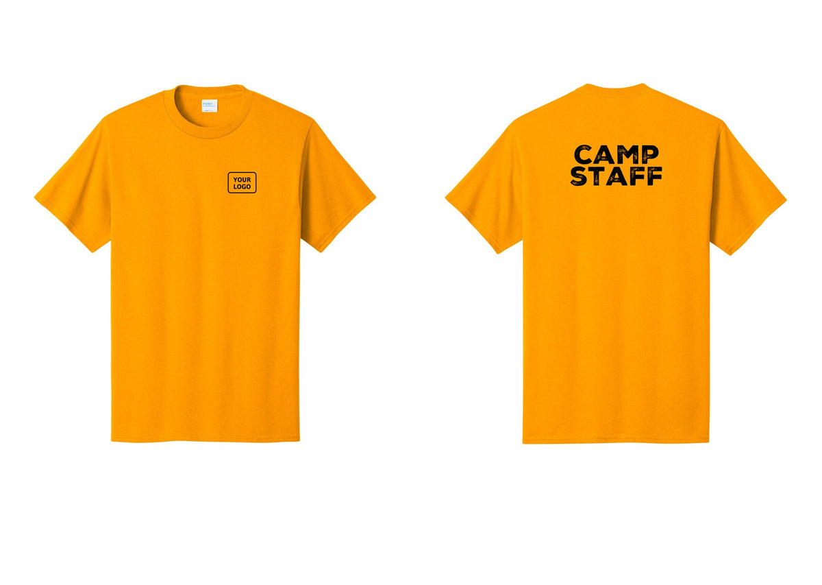 NYC Factory Custom Logo Camp Staff T-Shirt - Your Logo + Back - Gold
