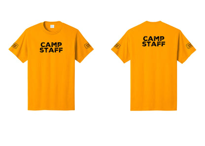 NYC Factory Custom Logo Camp Staff T-Shirt - Front + Back + Your Logo Sleeves - Gold