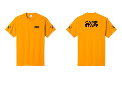 NYC Factory Unisex Custom Logo Camp Staff T-Shirt - Chest + Back + Your Logo Sleeves - Gold