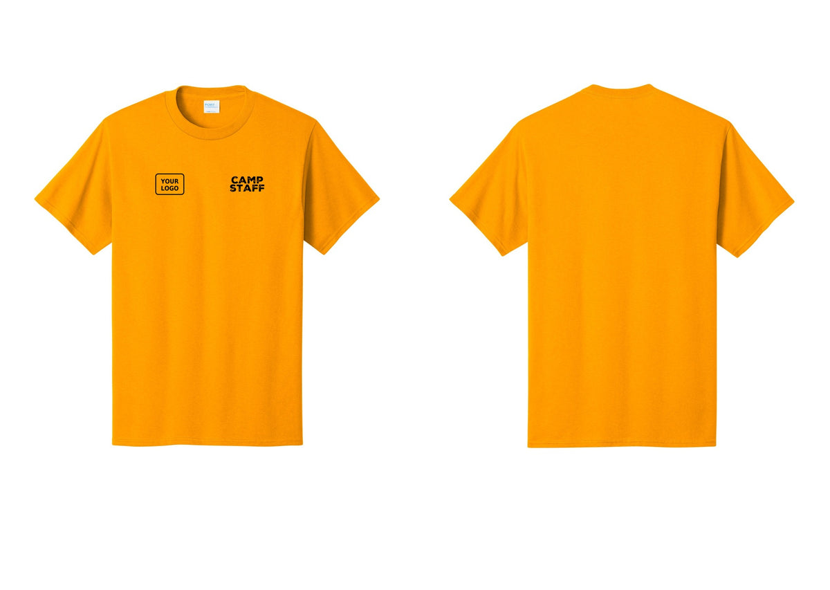 NYC Factory Custom Logo Camp Staff T-Shirt - CAMP STAFF + Your Logo - Gold