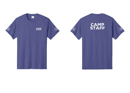 NYC Factory Custom Logo Camp Staff T-Shirt - Chest + Back + Your Logo Sleeves - Heather Purple