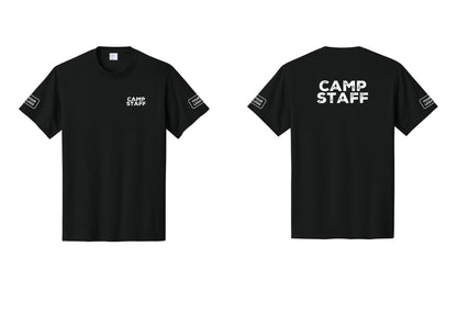 NYC Factory Custom Logo Camp Staff T-Shirt - Chest + Back + Your Logo Sleeves - Black