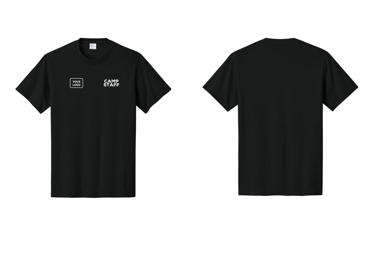 NYC Factory Unisex Custom Logo Camp Staff T-Shirt - CAMP STAFF + Your Logo - Black