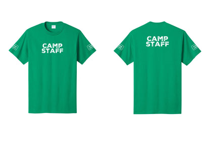NYC Factory Unisex Custom Logo Camp Staff T-Shirt - Front + Back + Your Logo Sleeves - Kelly