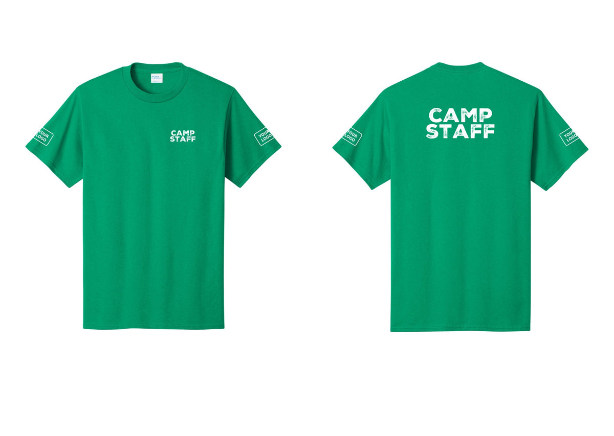 NYC Factory Custom Logo Camp Staff T-Shirt - Chest + Back + Your Logo Sleeves - Kelly