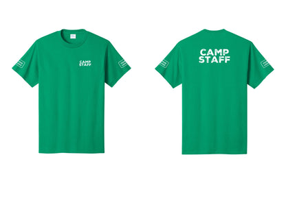 NYC Factory Unisex Custom Logo Camp Staff T-Shirt - Chest + Back + Your Logo Sleeves - Kelly
