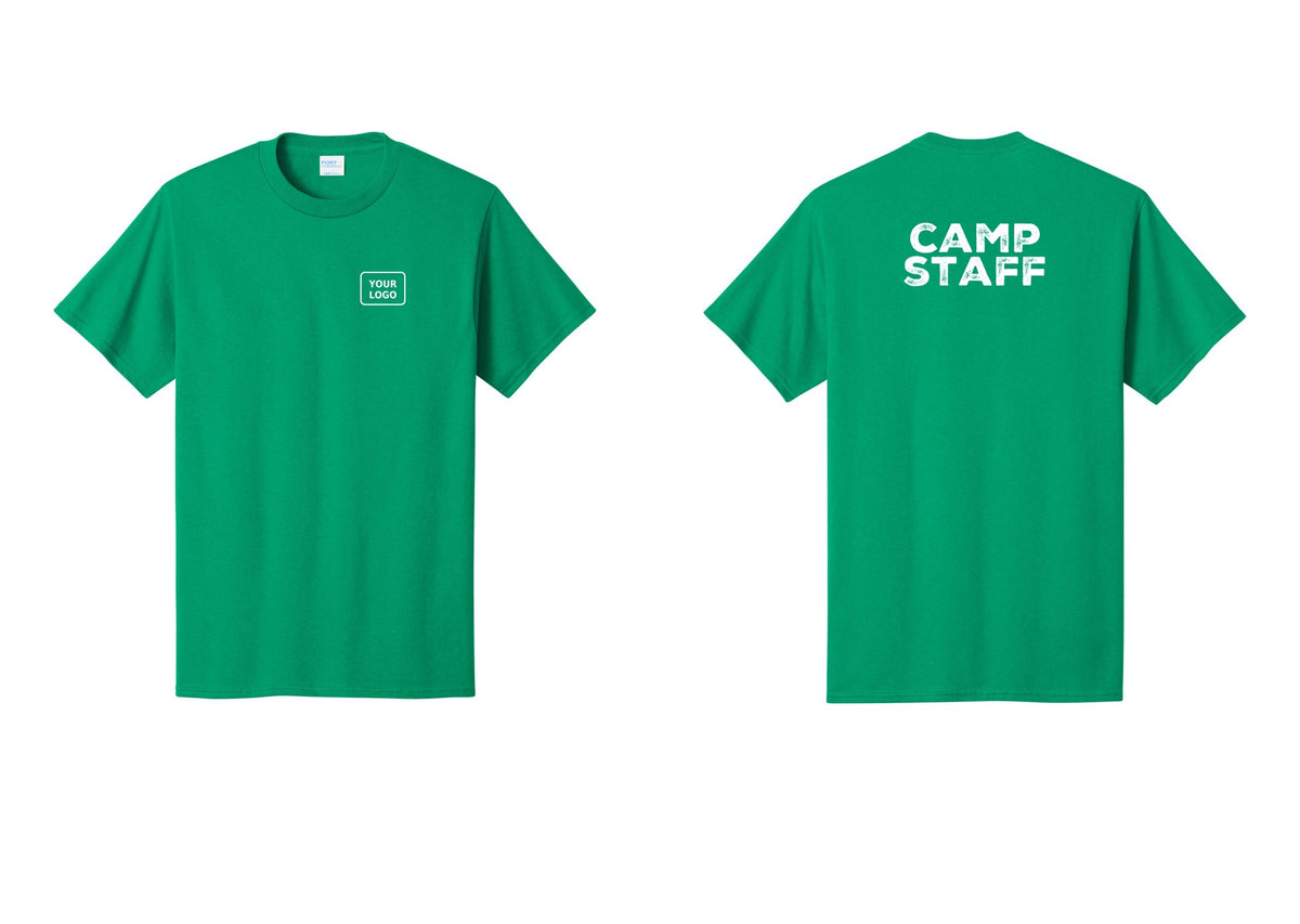 NYC Factory Unisex Custom Logo Camp Staff T-Shirt - Your Logo + Back - Kelly
