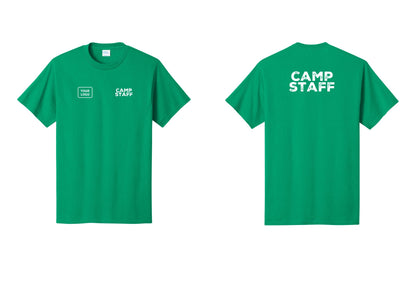NYC Factory Unisex Custom Logo Camp Staff T-Shirt - CAMP STAFF + Your Logo + Back - Kelly