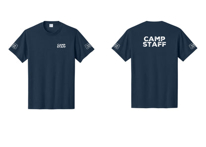 NYC Factory Custom Logo Camp Staff T-Shirt - Chest + Back + Your Logo Sleeves - Navy