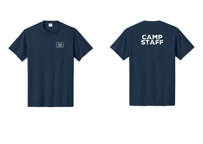 NYC Factory Unisex Custom Logo Camp Staff T-Shirt - Your Logo + Back - Navy