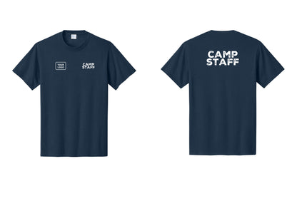NYC Factory Unisex Custom Logo Camp Staff T-Shirt - CAMP STAFF + Your Logo + Back - Navy