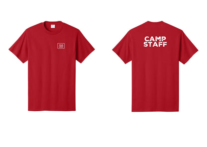 NYC Factory Custom Logo Camp Staff T-Shirt - Your Logo + Back - Red
