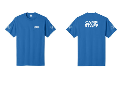 NYC Factory Unisex Custom Logo Camp Staff T-Shirt - Chest + Back + Your Logo Sleeves - Royal
