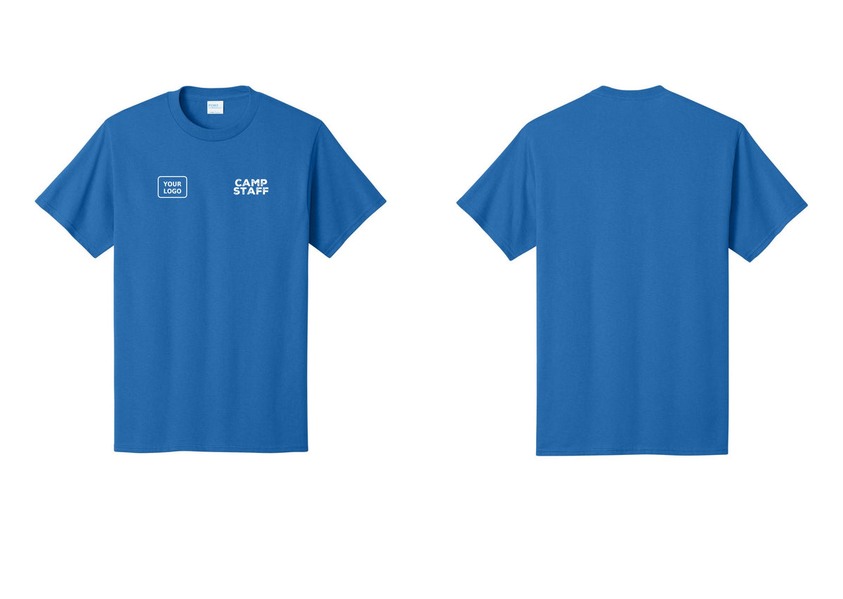 NYC Factory Custom Logo Camp Staff T-Shirt - CAMP STAFF + Your Logo - Royal