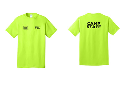 NYC Factory Custom Logo Camp Staff T-Shirt - CAMP STAFF + Your Logo + Back - Safety Green