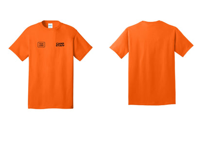 NYC Factory Custom Logo Camp Staff T-Shirt - CAMP STAFF + Your Logo - Safety Orange