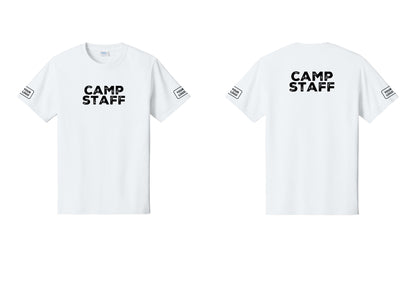 NYC Factory Unisex Custom Logo Camp Staff T-Shirt - Front + Back + Your Logo Sleeves - White