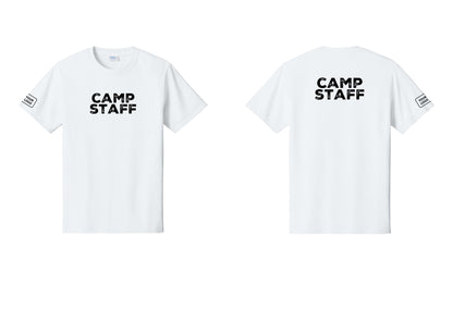 NYC Factory Unisex Custom Logo Camp Staff T-Shirt - Front + Back + Your Logo Sleeve - White