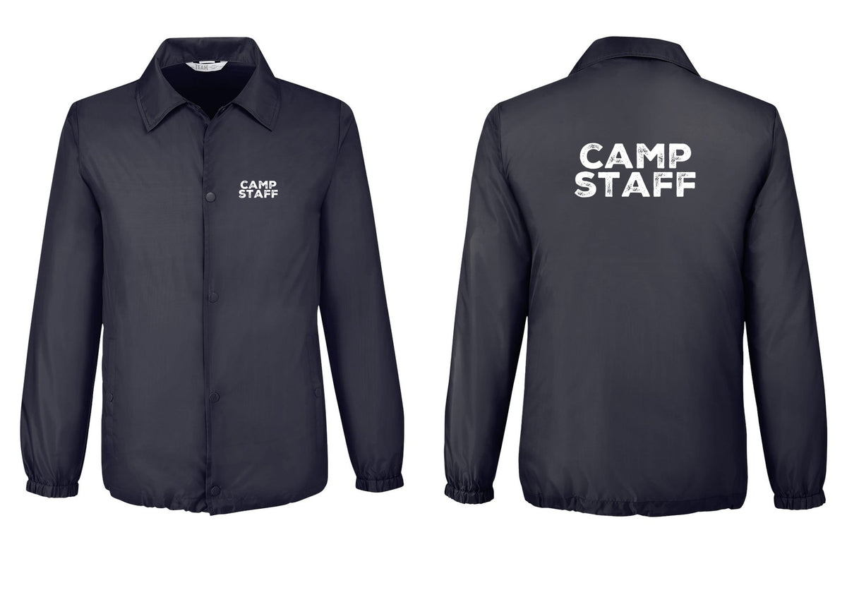 NYC Factory Camp Staff Snap-Front Coaches Jacket (Rustic) - Chest + Back - Black