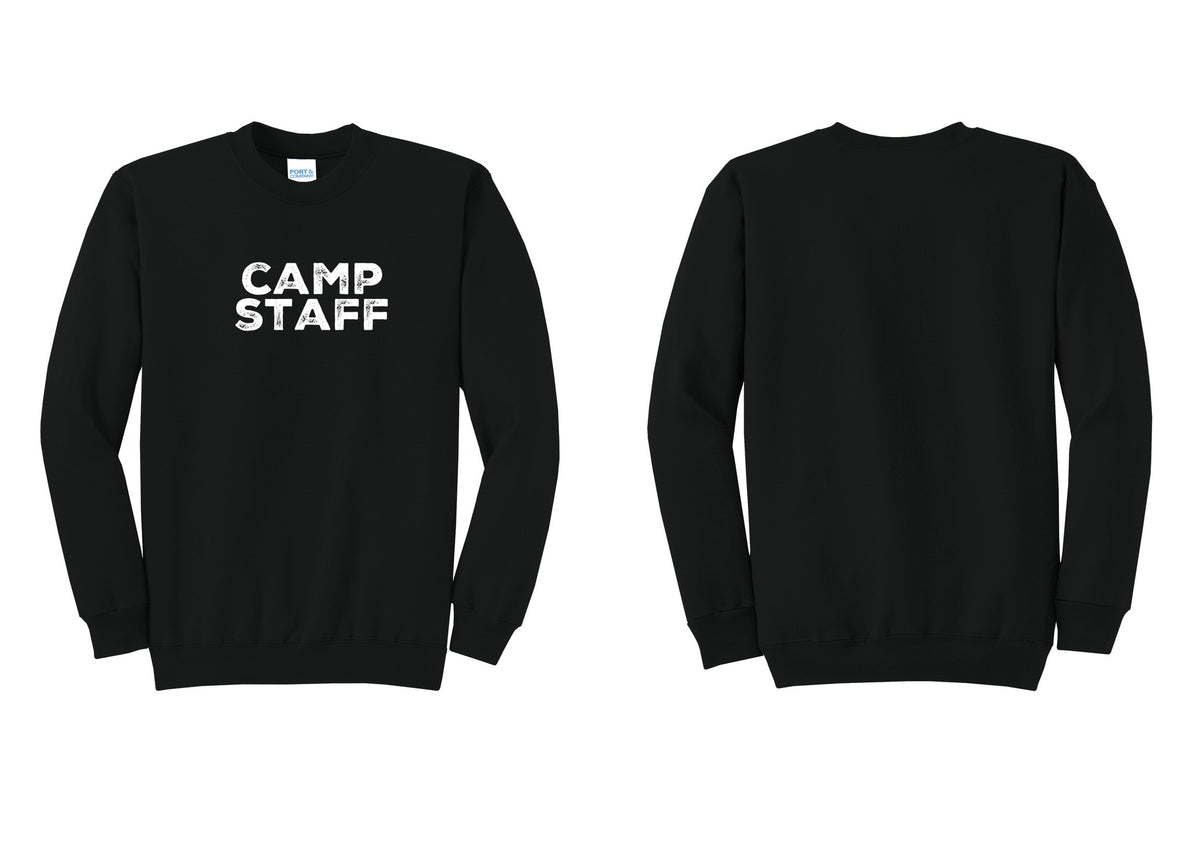 NYC Factory Camp Staff Cotton Fleece Crewneck Sweatshirt (Rustic) - Front Only - Black