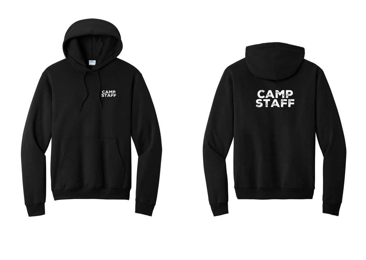 NYC Factory Camp Staff Cotton Fleece Pullover Hoodie (Rustic) - Chest + Back - Black