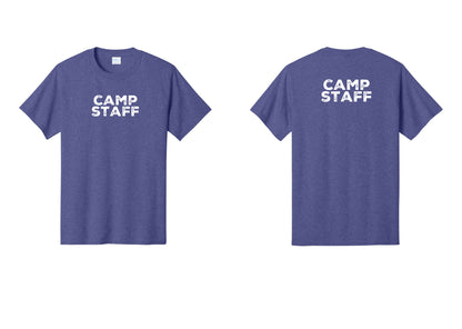 NYC Factory Unisex Camp Staff Charcoal T-Shirt - Front + Back - Heather Purple