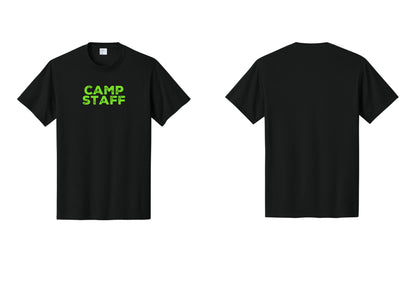 NYC Factory Unisex Camp Staff Charcoal T-Shirt - Front Only - Black / Neon