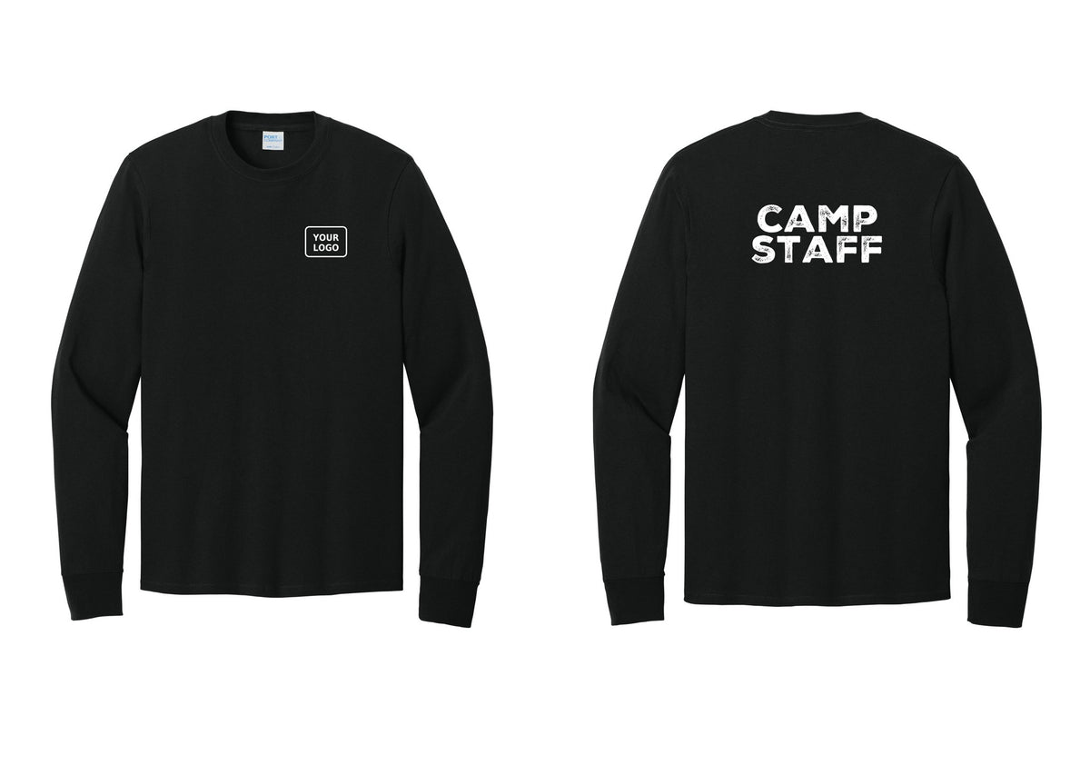 NYC Factory Custom Logo Camp Staff Cotton Long Sleeve T-Shirt (Rustic) - Your Logo + Back - Black