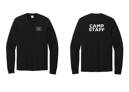 NYC Factory Custom Logo Camp Staff Cotton Long Sleeve T-Shirt (Rustic) - Your Logo + Back - Black