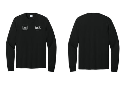 NYC Factory Custom Logo Camp Staff Cotton Long Sleeve T-Shirt (Rustic) - CAMP STAFF + Your Logo - Black
