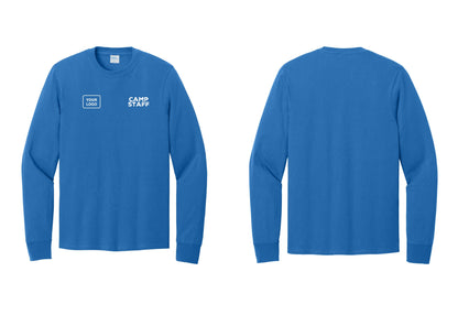 NYC Factory Custom Logo Camp Staff Cotton Long Sleeve T-Shirt (Rustic) - CAMP STAFF + Your Logo - Royal
