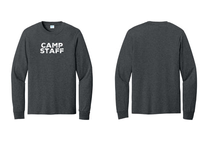 NYC Factory Camp Staff Cotton Long Sleeve T-Shirt (Rustic) - Front Only - Dark Heather Grey