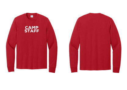 NYC Factory Camp Staff Cotton Long Sleeve T-Shirt (Rustic) - Front Only - Red