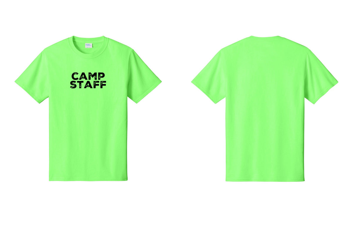 NYC Factory Unisex Camp Staff Charcoal T-Shirt - Front Only - Neon Green