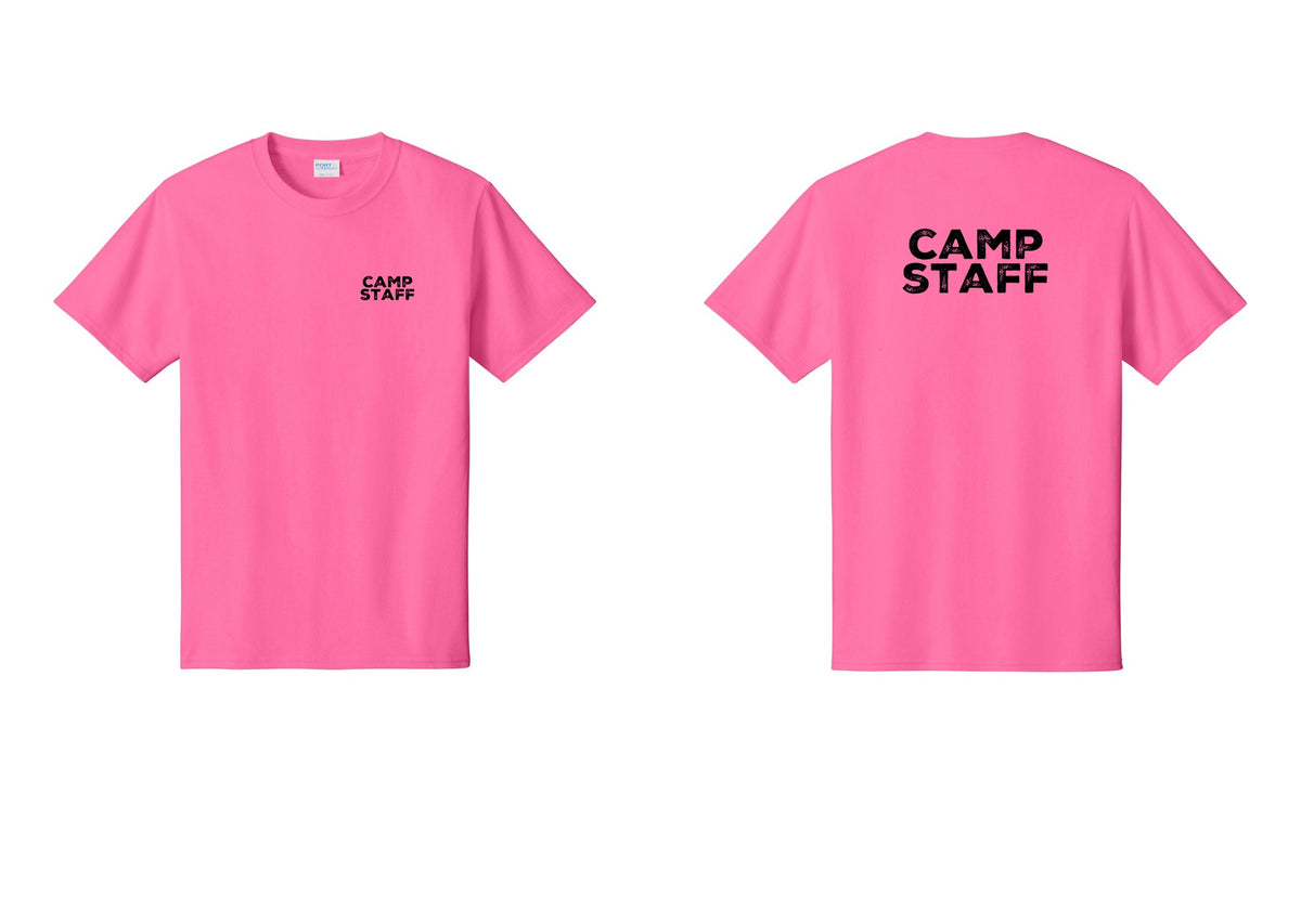 NYC Factory Camp Staff T-Shirt - Chest + Back - Neon Pink