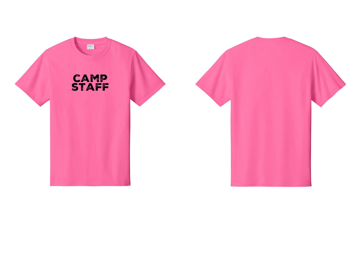 NYC Factory Unisex Camp Staff Charcoal T-Shirt - Front Only - Neon Pink