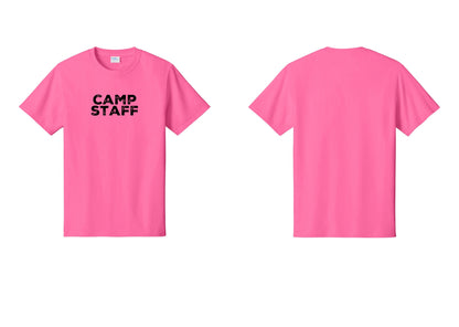 NYC Factory Unisex Camp Staff Charcoal T-Shirt - Front Only - Neon Pink