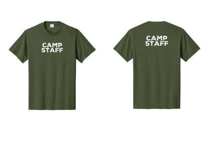 NYC Factory Unisex Camp Staff Charcoal T-Shirt - Front + Back - Olive