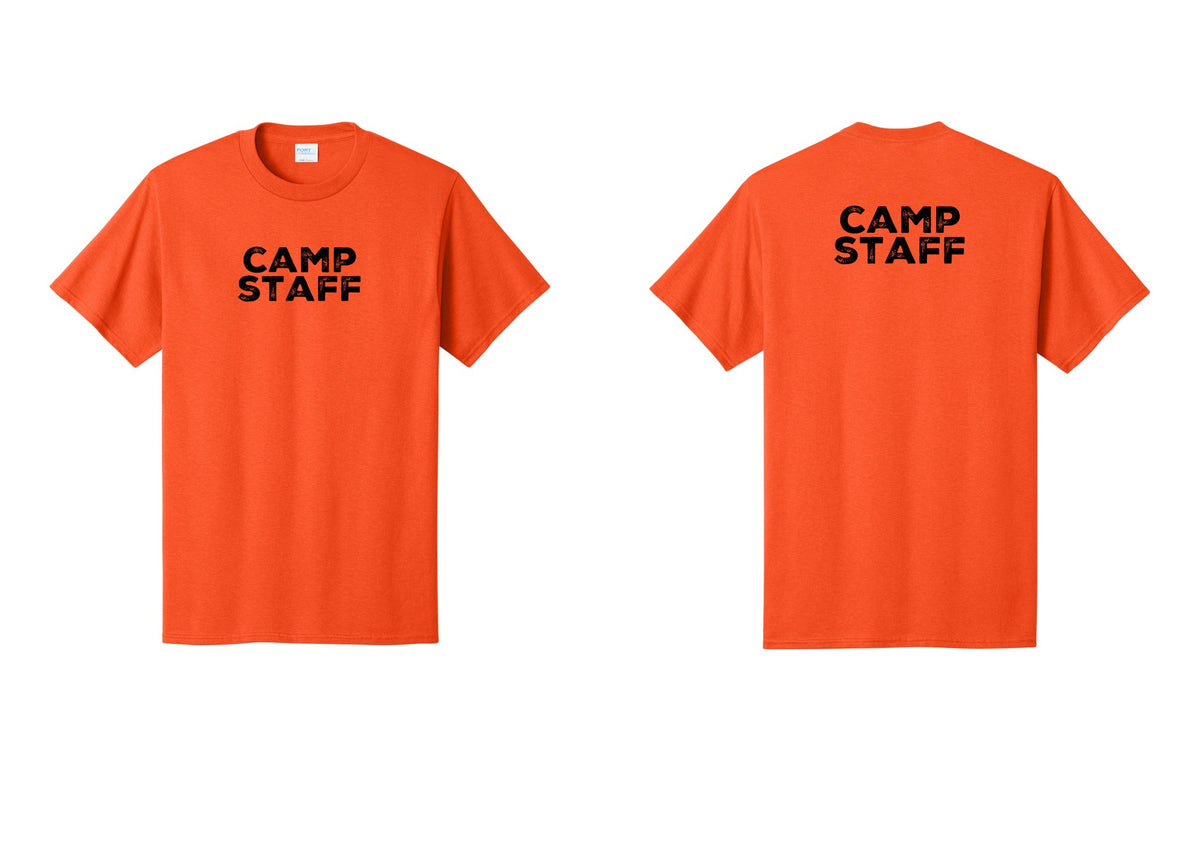 NYC Factory Unisex Camp Staff Charcoal T-Shirt - Front + Back - Orange