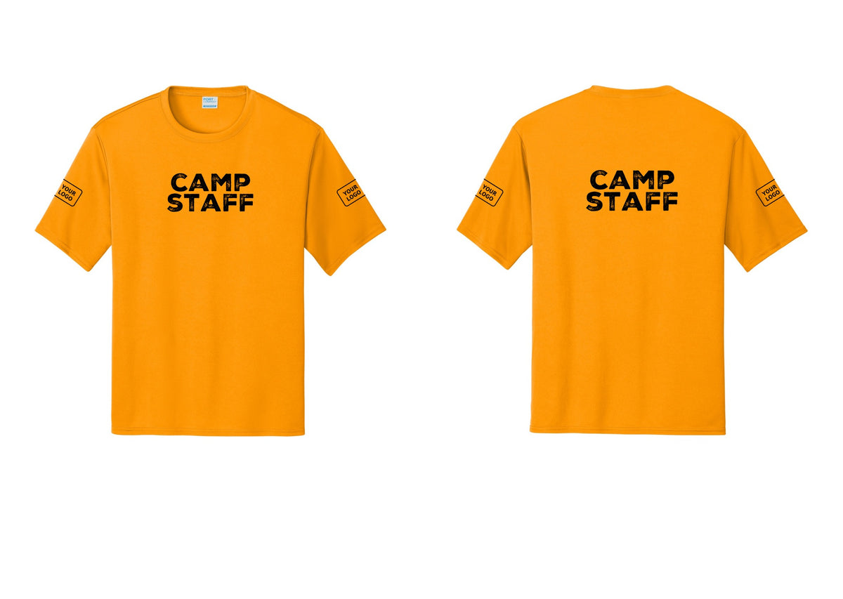 NYC Factory Custom Logo Camp Staff Performance T-Shirt (Rustic) - Front + Back + Your Logo Sleeves - Gold