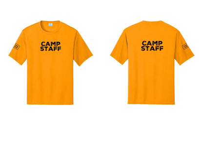 NYC Factory Custom Logo Camp Staff Performance T-Shirt (Rustic) - Front + Back + Your Logo Sleeve - Gold