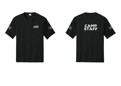 NYC Factory Custom Logo Camp Staff Performance T-Shirt (Rustic) - Chest + Back + Your Logo Sleeves - Black
