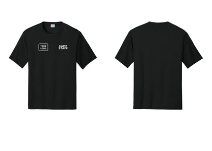 NYC Factory Custom Logo Camp Staff Performance T-Shirt (Rustic) - CAMP STAFF + Your Logo - Black
