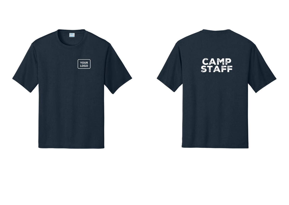 NYC Factory Custom Logo Camp Staff Performance T-Shirt (Rustic) - Your Logo + Back - Navy