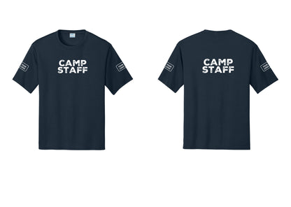 NYC Factory Custom Logo Camp Staff Performance T-Shirt (Rustic) - Front + Back + Your Logo Sleeves - Navy