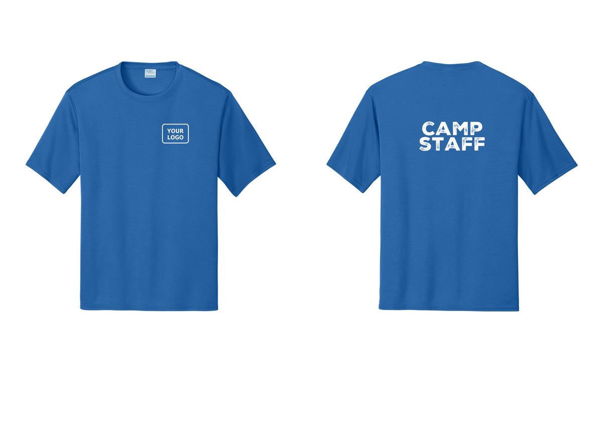 NYC Factory Custom Logo Camp Staff Performance T-Shirt (Rustic) - Your Logo + Back - Royal