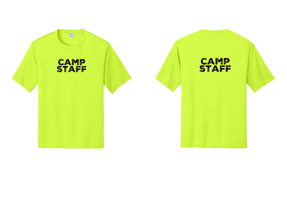 NYC Factory Camp Staff Performance T-Shirt (Rustic) - Front + Back - Neon Yellow