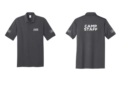 NYC Factory Custom Logo Camp Staff Polo Shirt (Rustic) - Chest + Back + Your Logo Sleeves - Charcoal