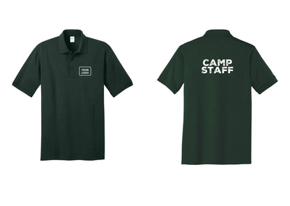 NYC Factory Custom Logo Camp Staff Polo Shirt (Rustic) - Your Logo + Back - Dark Green
